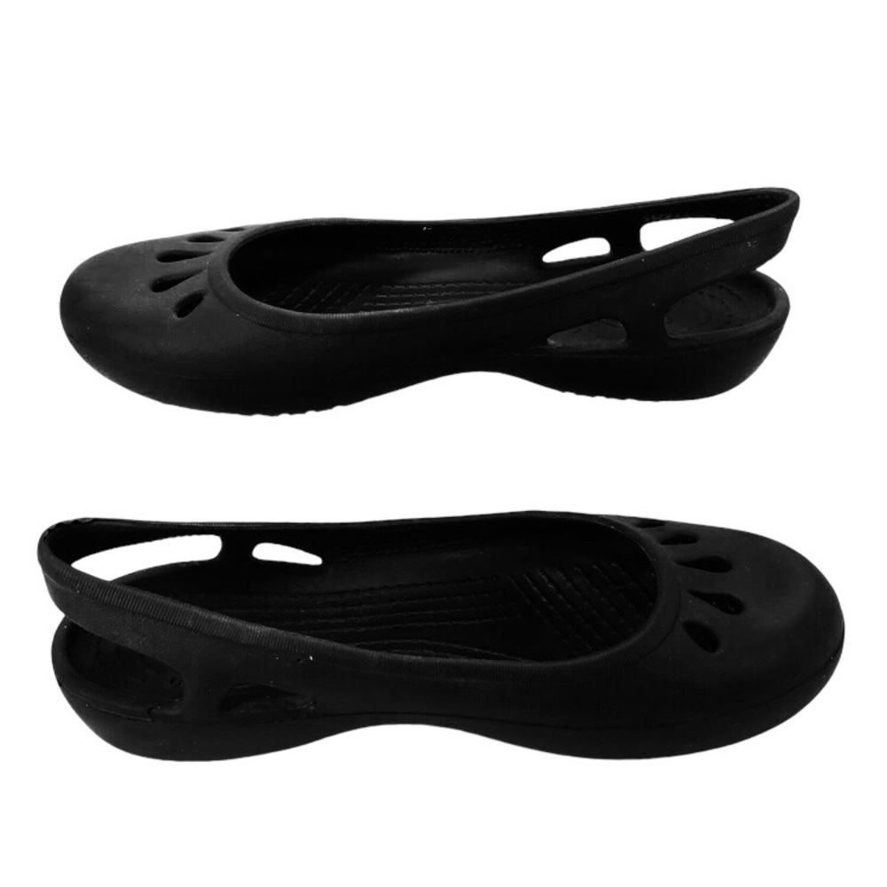 Crocs Iconic Comfort Black Flat Sandals Shoes 9W